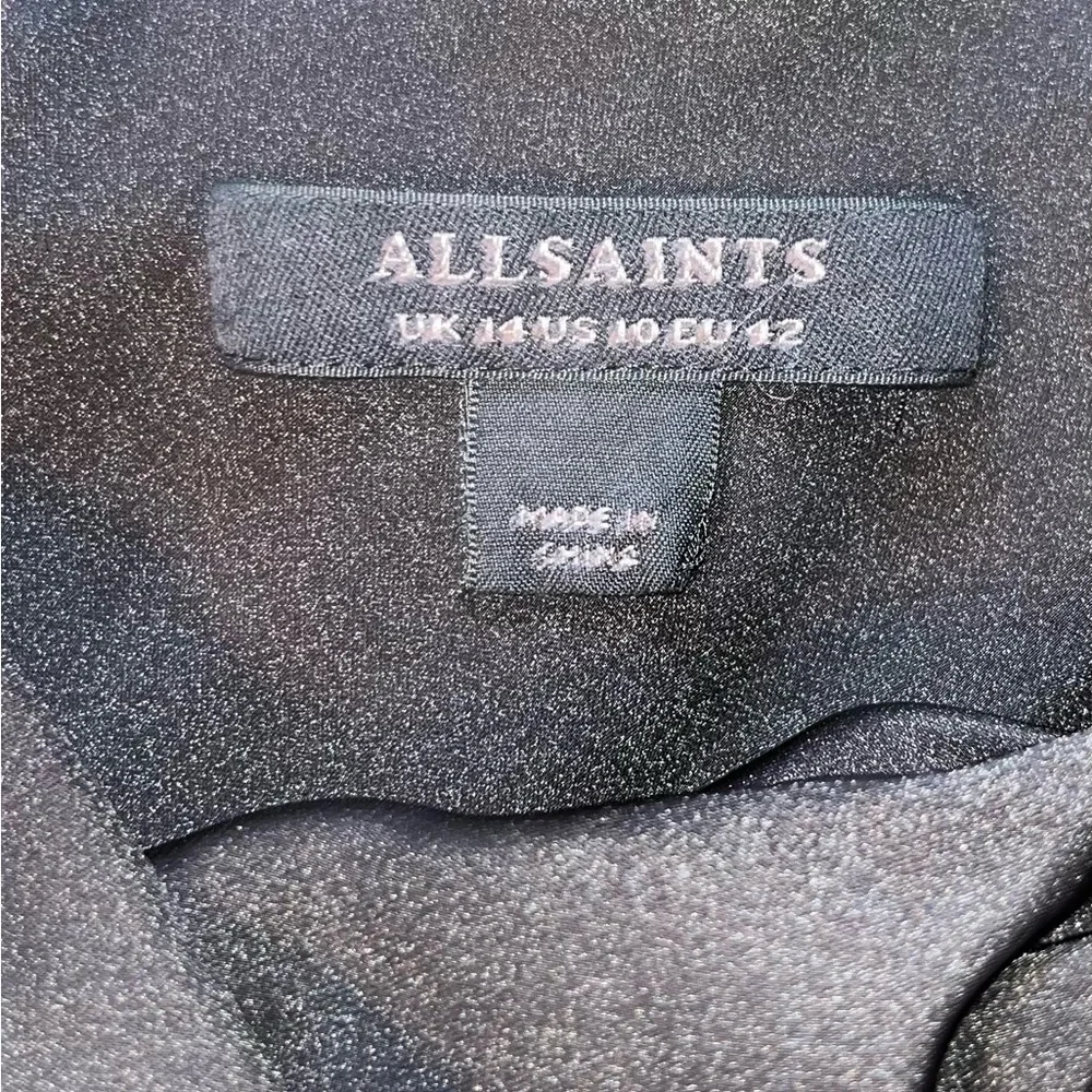 ALL SAINTS Slip Dress Drawstring Black Midi Sz 10 - Picture 5 of 11